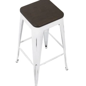 Oregon Vintage White Industrial Backless Barstool, 30 Opening Sales^* Flash Sale