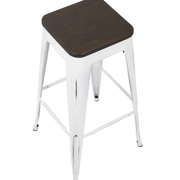 Oregon Vintage White Industrial Backless Barstool, 30 Opening Sales^* Flash Sale