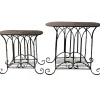 Oval Wood Top Gothic Table With Brown Arch Decorative Metal, Small Good Quality^* Fashion