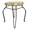 Paris Post Matte Black Wire Vanity Stool/Taupe Printed Fabric Seat Gift Selection^* Cheap