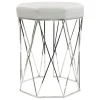 Prisma Chrome Wire Vanity Stool/Padded White Faux Leather Seat Featured^* Online