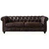 Providence Chesterfield Brown Faux Leather Tufted Sofa, 79 Opening Sales^* Hot