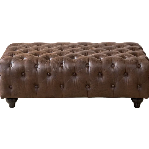 Providence Chesterfield Tufted Brown Faux Leather Ottoman Featured^* Online