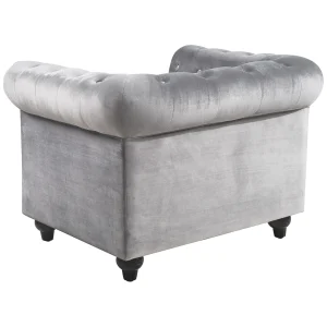 Providence Chesterfield Tufted Grey Velvet Rolled Arm Chair Discount Online^* Store