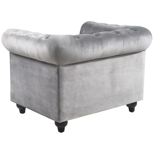 Providence Chesterfield Tufted Grey Velvet Rolled Arm Chair Discount Online^* Store