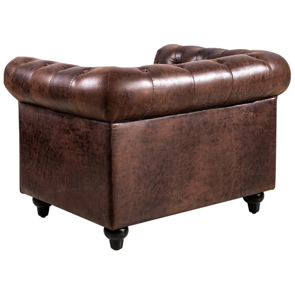 Providence Chesterfield Tufted Brown Faux Leather Rolled Arm Chair Online Discount^* Cheap