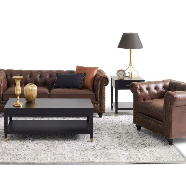 Providence Chesterfield Tufted Brown Faux Leather Rolled Arm Chair Online Discount^* Cheap