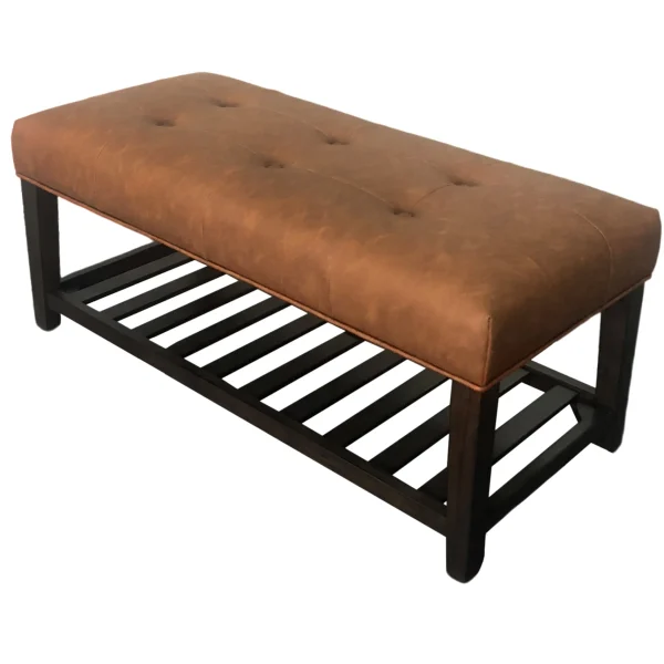 Providence Collins Leather Bench, Brown Opening Sales^* Sale