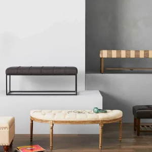 Providence Lourdes Tufted Curved Bench, Neutral Clearance^* Best Sale
