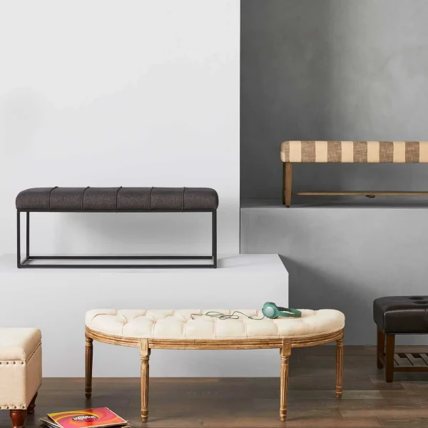 Providence Lourdes Tufted Curved Bench, Neutral Clearance^* Best Sale