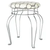 Quatrefoil Silver Wire Vanity Stool/Ivory Printed Fabric Seat Opening Sales^* Best Sale