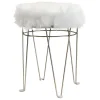 Rion Chrome Wire Vanity Stool/Padded White Faux Fur Seat Opening Sales^* Online