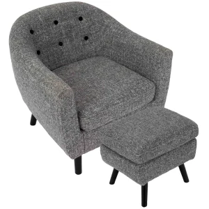 Rockwell Accent Chair & Ottoman Set, Salt & Pepper Opening Sales^* Fashion