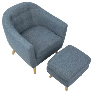 Rockwell Accent Chair & Ottoman Set, Blue Bargain Sale^* Fashion
