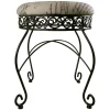 Round Metal Scroll Vanity Stool With French Script Cushion Flash Sale^* Online