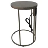 Round Wood-Top Gold Metal C-Table With Usb Port, Large Good Quality^* Discount