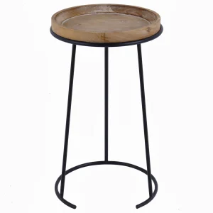 Round Wood-Top Metal C-Table Clearance^* Best Sale