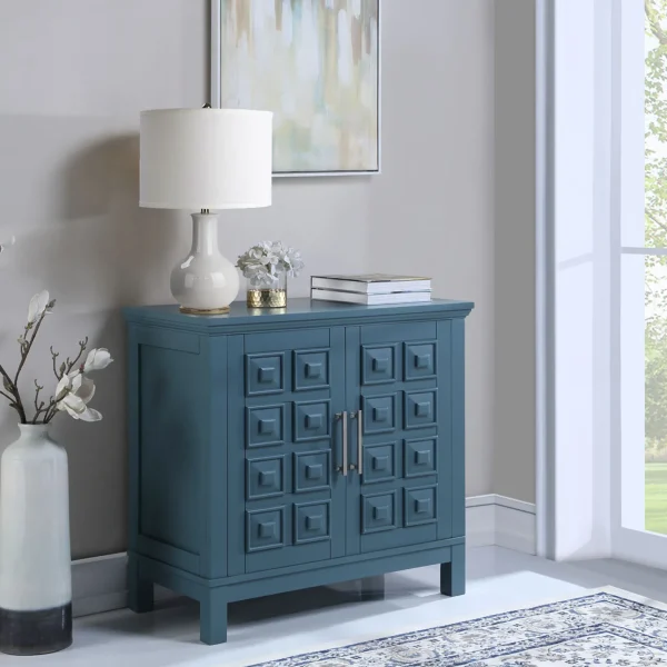Sadie 2-Drawer Geometric Cabinet, Turquoise Clearance^* Online