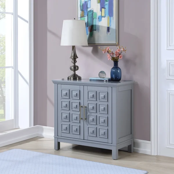 Sadie 2-Drawer Geometric Cabinet, Grey Bargain Sale^* Hot
