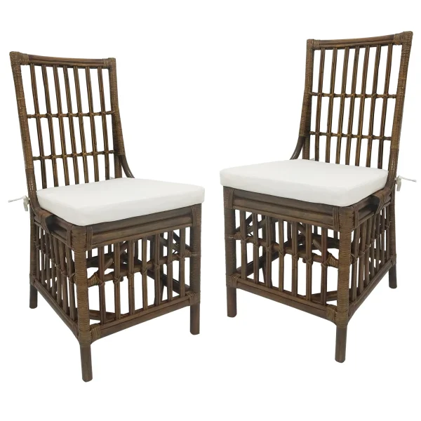 Set Of 2 Honeybloom Cade Brown Rattan Box Chair Outlet^* Hot