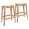 Set Of 2 Indah Rattan Backless Barstool, Honey Bargain Sale^* New