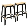 Set Of 2 Indah Rattan Backless Barstool, Black Online Discount^* Shop
