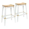 Set Of 2 Indah Rattan Backless Barstool, White Online Discount^* Best Sale