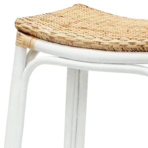 Set Of 2 Indah Rattan Backless Barstool, White Online Discount^* Best Sale