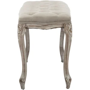 Simone Grey Linen Tufted Bench With Carved Reclaimed Wood Legs Outlet^* Cheap