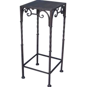 Square Wood Top Plant Stand With Brown Twist Metal Leg, Medium Online Discount^* Discount
