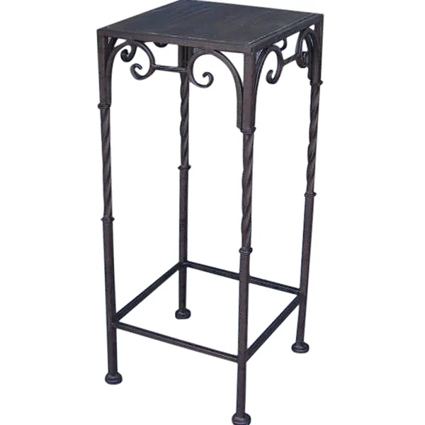 Square Wood Top Plant Stand With Brown Twist Metal Leg, Medium Online Discount^* Discount