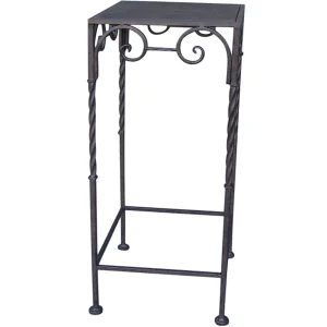 Square Wood Top Plant Stand With Brown Twist Metal Leg, Small Gift Selection^* Clearance