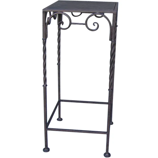 Square Wood Top Plant Stand With Brown Twist Metal Leg, Small Gift Selection^* Clearance