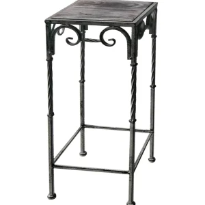 Square Wood Top Plant Stand With Rustic Twist Metal Leg, Large Clearance^* Clearance
