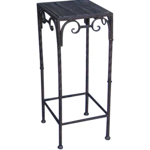 Square Wood Top Plant Stand With Brown Twist Metal Leg, Large Discount Online^* Sale