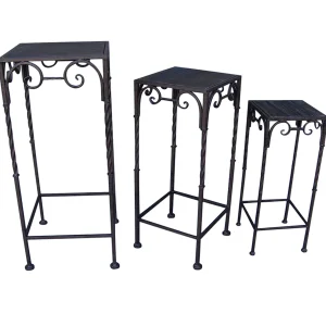 Square Wood Top Plant Stand With Brown Twist Metal Leg, Medium Online Discount^* Discount