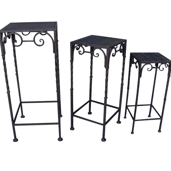 Square Wood Top Plant Stand With Brown Twist Metal Leg, Medium Online Discount^* Discount