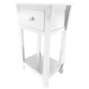 Theodore White 1-Drawer Thick Leg End Table, 26 Fashion^* Discount