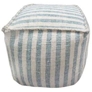 Ty Pennington Lex Blue Striped Square Pouf, 16 Less Expensive^* Flash Sale