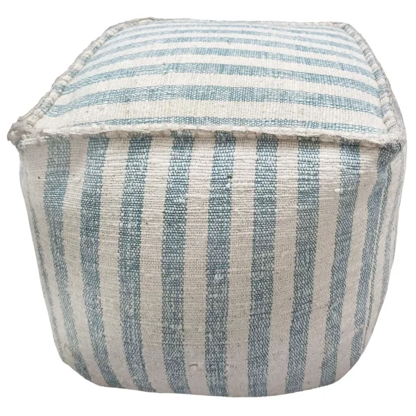 Ty Pennington Lex Blue Striped Square Pouf, 16 Less Expensive^* Flash Sale
