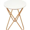 White Marble-Top Side Table With Gold Metal Hairpin Legs Online Discount^* Flash Sale