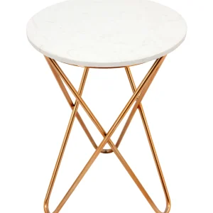 White Marble-Top Side Table With Gold Metal Hairpin Legs Online Discount^* Flash Sale