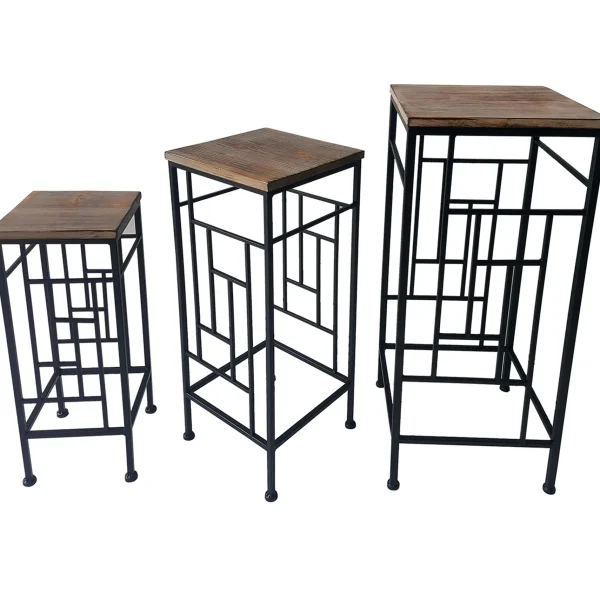 Wood Top Plant Stand With Metal Frame, Small Exquisite Gifts^* Store