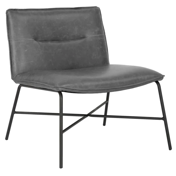 Zoey Black Faux Leather Armless Accent Chair Low Price^* Sale
