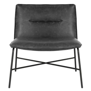Zoey Black Faux Leather Armless Accent Chair Low Price^* Sale