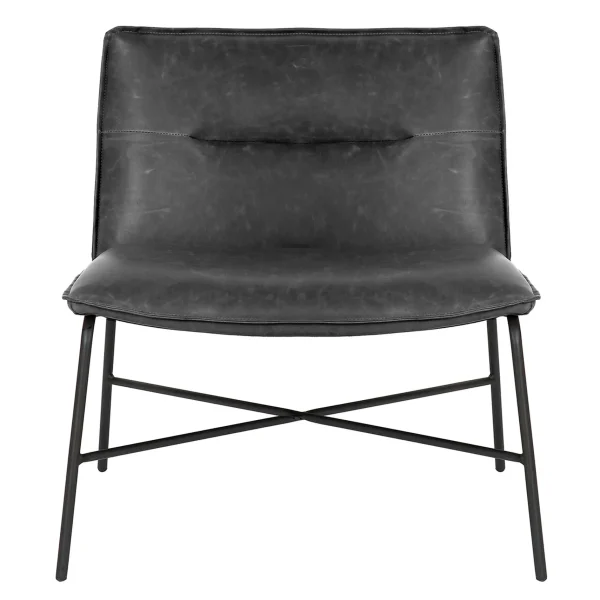 Zoey Black Faux Leather Armless Accent Chair Low Price^* Sale