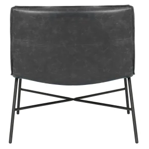 Zoey Black Faux Leather Armless Accent Chair Low Price^* Sale